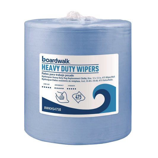 BWKHS475B Hydrospun Wipers, 12 x 12, Blue, 475 Sheets/Roll
