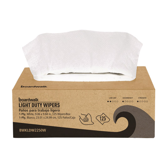 BWKLDW2250W One-Ply Paper Wipers, 9.84 x 9.06, White, 125 Wipers/Box, 18 Boxes/Carton