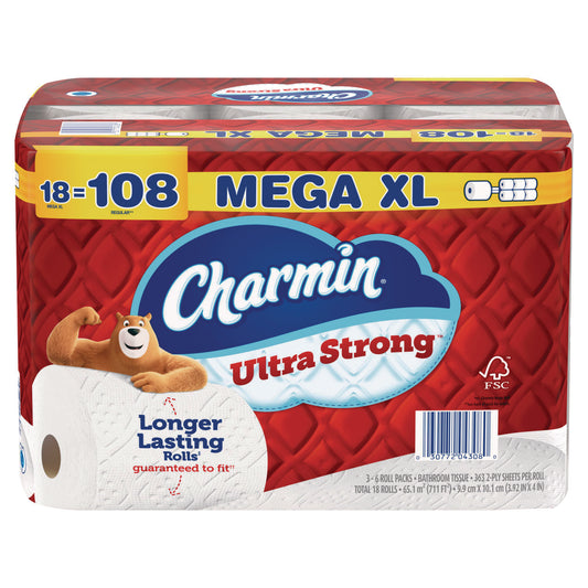 PGC04308 Ultra Strong Bathroom Tissue, Septic Safe, 2-Ply, White, 363 Sheets/Roll, 18 Rolls/Pack