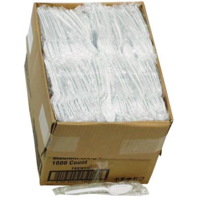 PCTFKSWCH Fieldware Cutlery, Individually Wrapped, Mediumweight Spoon, Plastic, White, 1,000/Carton