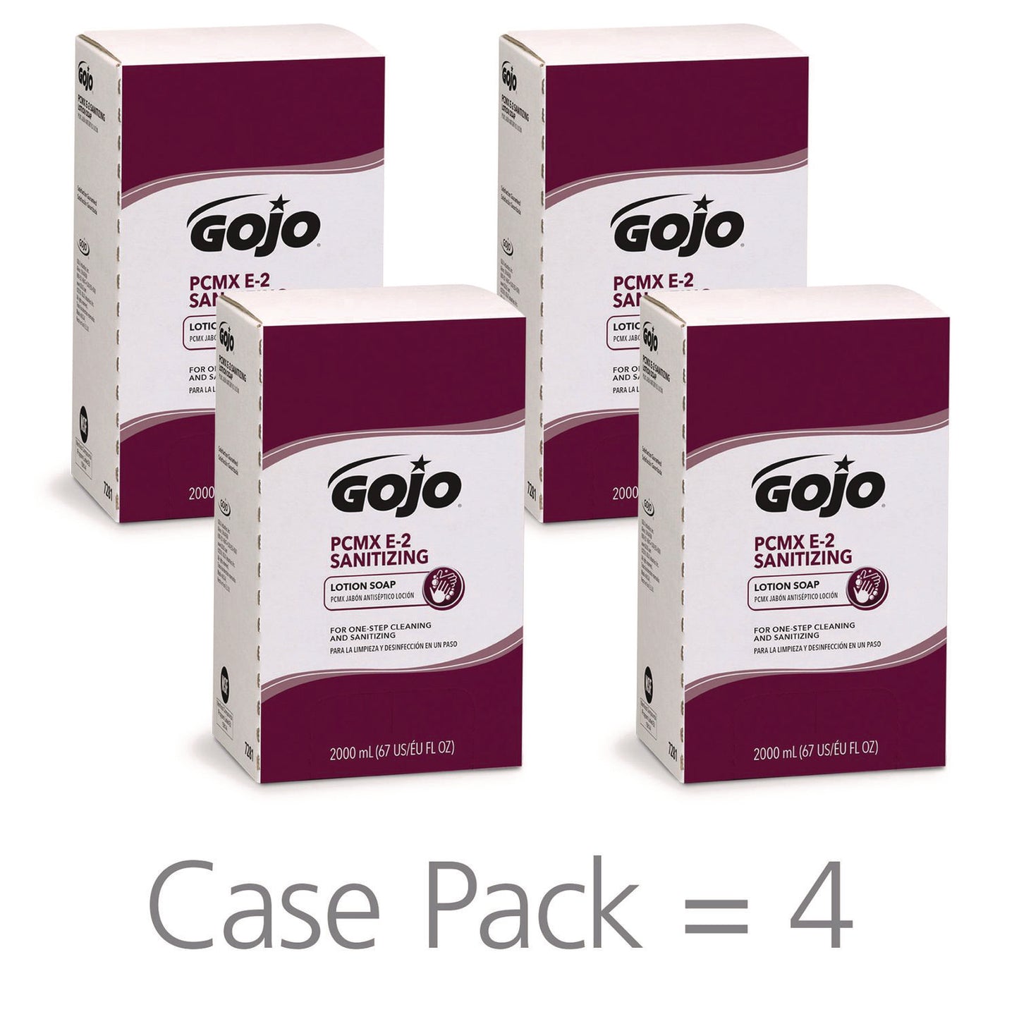 GOJ728104CT E2 Sanitizing Lotion Soap with PCMX Refill, For Pro TDX Dispenser, Fragrance-Free, 2,000 mL, 4/Carton