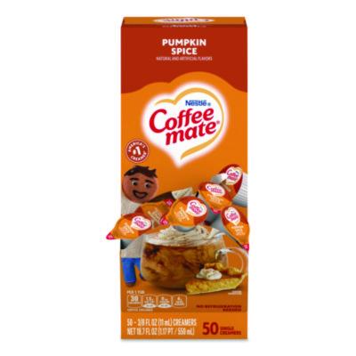 NES75520 Liquid Coffee Creamer, Pumpkin Spice, 0.38 oz. Mini Cups, 50/Box