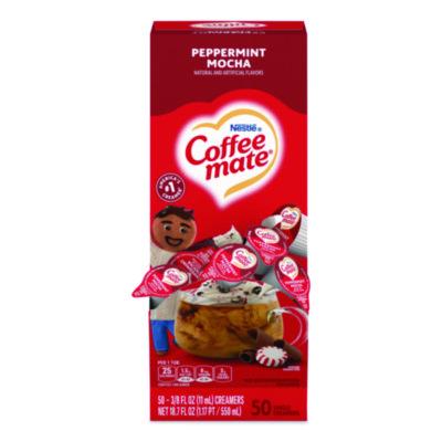 NES76060 Liquid Coffee Creamer, Peppermint Mocha, 0.38 Oz Mini Cups, 50/box