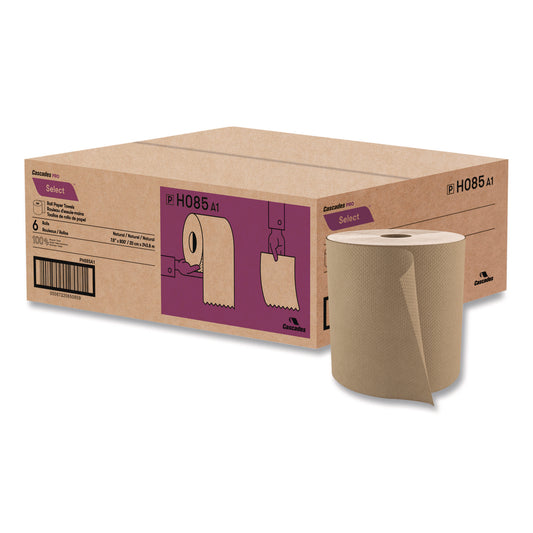 CSDH085 Select Roll Paper Towels, 1-Ply, 7.9" X 800 Ft, Natural, 6/carton