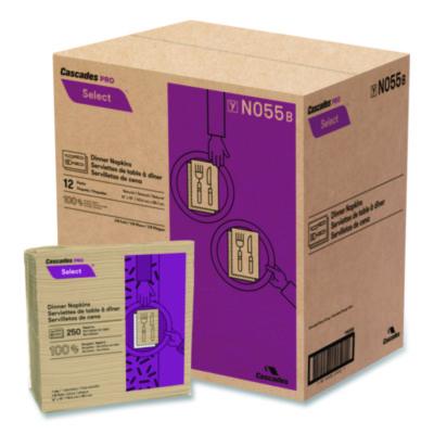 CSDN055 Select Dinner Napkins, 1-Ply, 16 x 15.5, Natural Brown, 250/Pack, 12 Packs/Carton