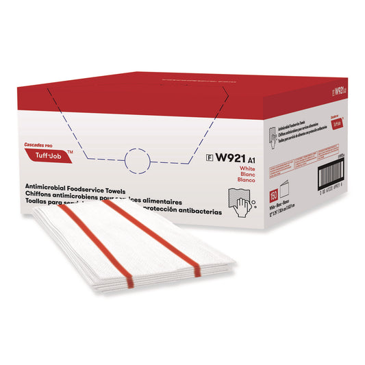 CSDW921 Tuff-Job S900 Antimicrobial Foodservice Towels, 12 x 24, White/Red, 150/Carton