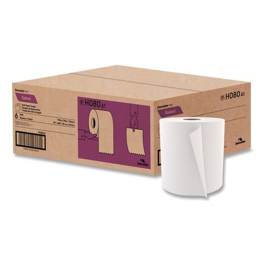 CSDH080 Select Roll Paper Towels, 1-Ply, 7.9" x 800 ft, White, 6 Rolls/Carton