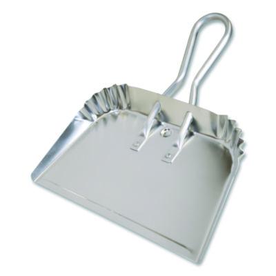 BUO428 Bulldozer Dust Pan, 17" w, Aluminum Handle, Silver Quickie