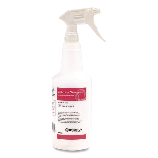 HOSBPR28381CC Trigger Spray Bottle for Portion Packet Bathroom Cleaners, 32 oz, White/Pink