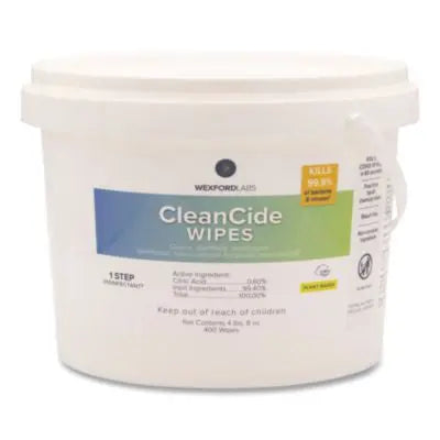 WXF3130B400DEA CleanCide Disinfecting Wipes, 1-Ply, 8 x 5.5, Fresh Scent, White, 400/Tub WEXFORD LABS