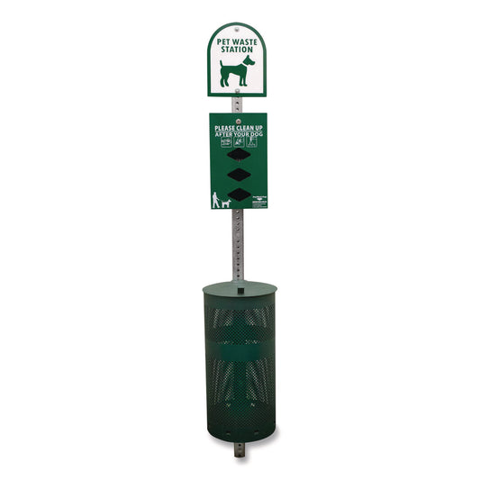 TCO28000 Dog Waste Station, 12 gal, Open Top, Green/White