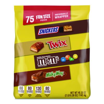 MRSMMM59795 Fun Size Milk Chocolate Variety Pack, Assorted, 40.3 oz, 75 Pieces