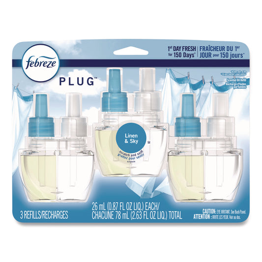 PGC54344EA PLUG Air Freshener Refills, Linen and Sky, 0.87 oz, 3/Pack