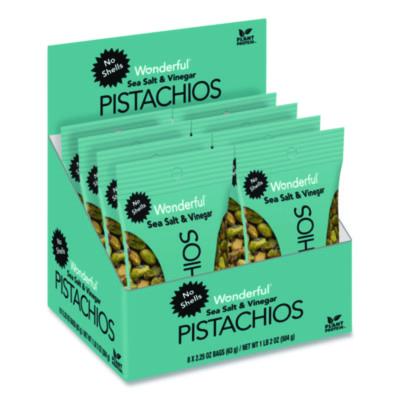 WONPAR70033 Wonderful No Shells Pistachios, Sea Salt and Vinegar, 2.25 oz Bag, 8/Box