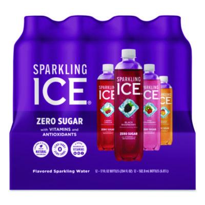 TKR1587979 Variety Pack Sparkling Water, Cherry Limeade/Black Raspberry/Orange Mango/Kiwi Strawberry, 17 oz Bottle, 12/Pack