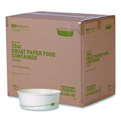 ECOEPBSC32SGS GreenStripe Paper Food Containers, 32 oz, 7.28" dia x 2.48", White, 300/Carton