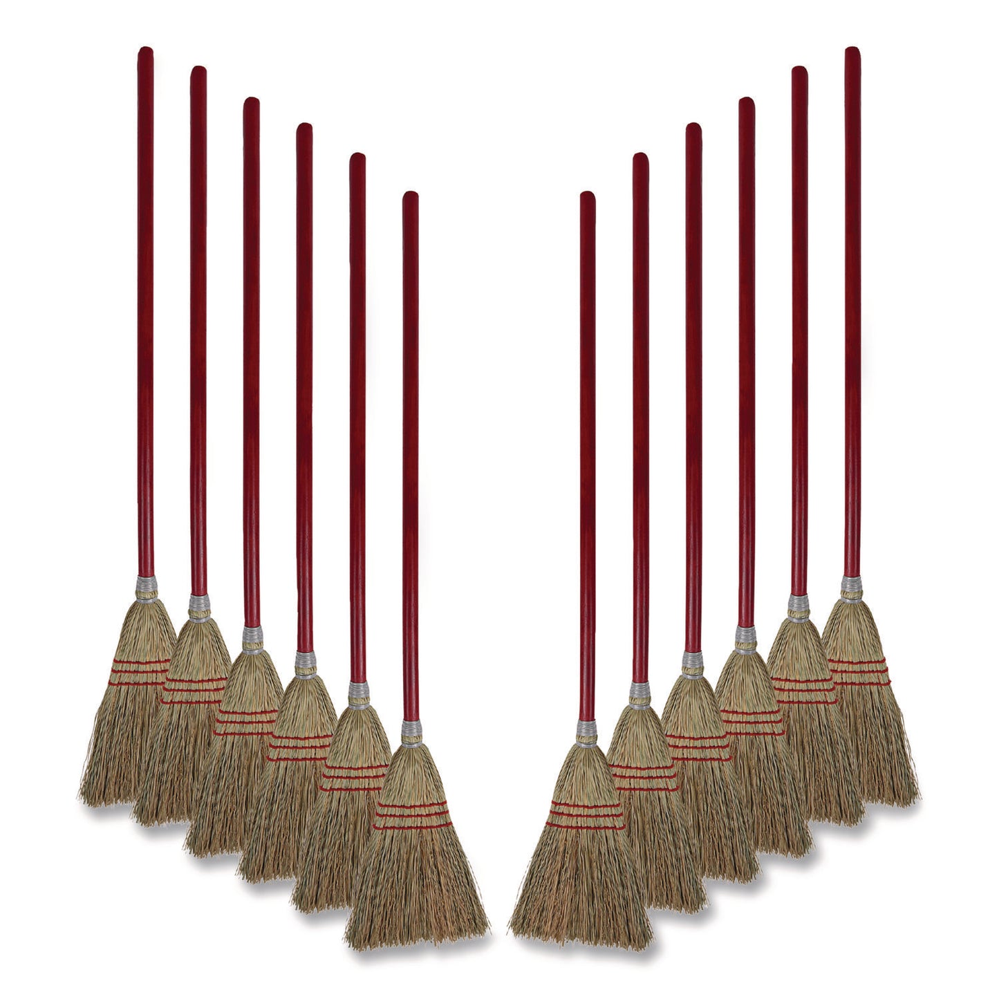 BWK951TCT Corn Fiber Lobby/toy Broom, Corn Fiber Bristles, 39" Overall Length, Red, 12/carton