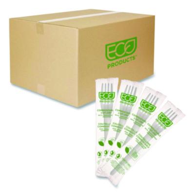 ECOEPS017W Plantware CPLA Cutlery, Individually Wrapped, Fork, Plastic, White, 1,000/Carton