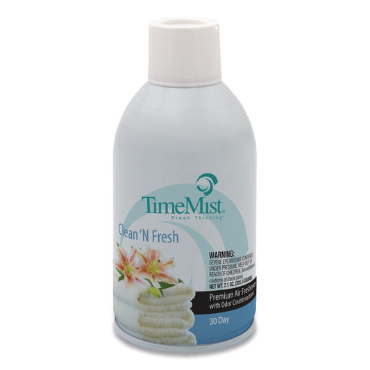 TMS1042771EA Premium Metered Air Freshener Refill, Clean N Fresh, 7.1 Oz Aerosol Spray TimeMist