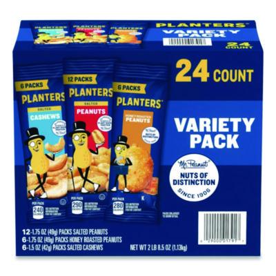 PTN884624 Salted Nuts Variety Pack, Assorted Flavors, 1.5 oz/1.75 oz Packs, 24/Carton