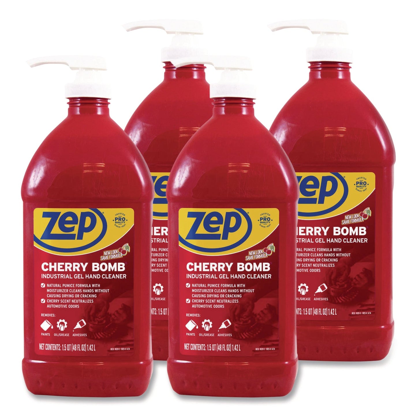 ZPEZUCBHC484CT Cherry Bomb Gel Hand Cleaner, Cherry Scent, 48 oz, 4/Carton Zep Commercial