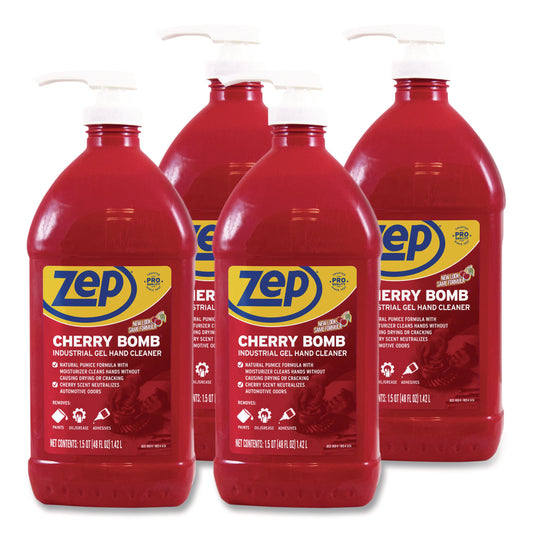 ZPEZUCBHC484CT Cherry Bomb Gel Hand Cleaner, Cherry Scent, 48 oz, 4/Carton