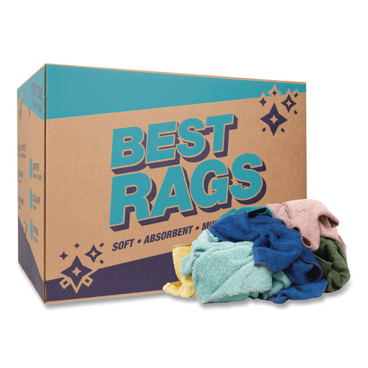 MNHN030C1025 Qwick Wick Terry Towels, 12 X 12, Assorted Colors, 25 Lb Bale (approximately 280/bale)