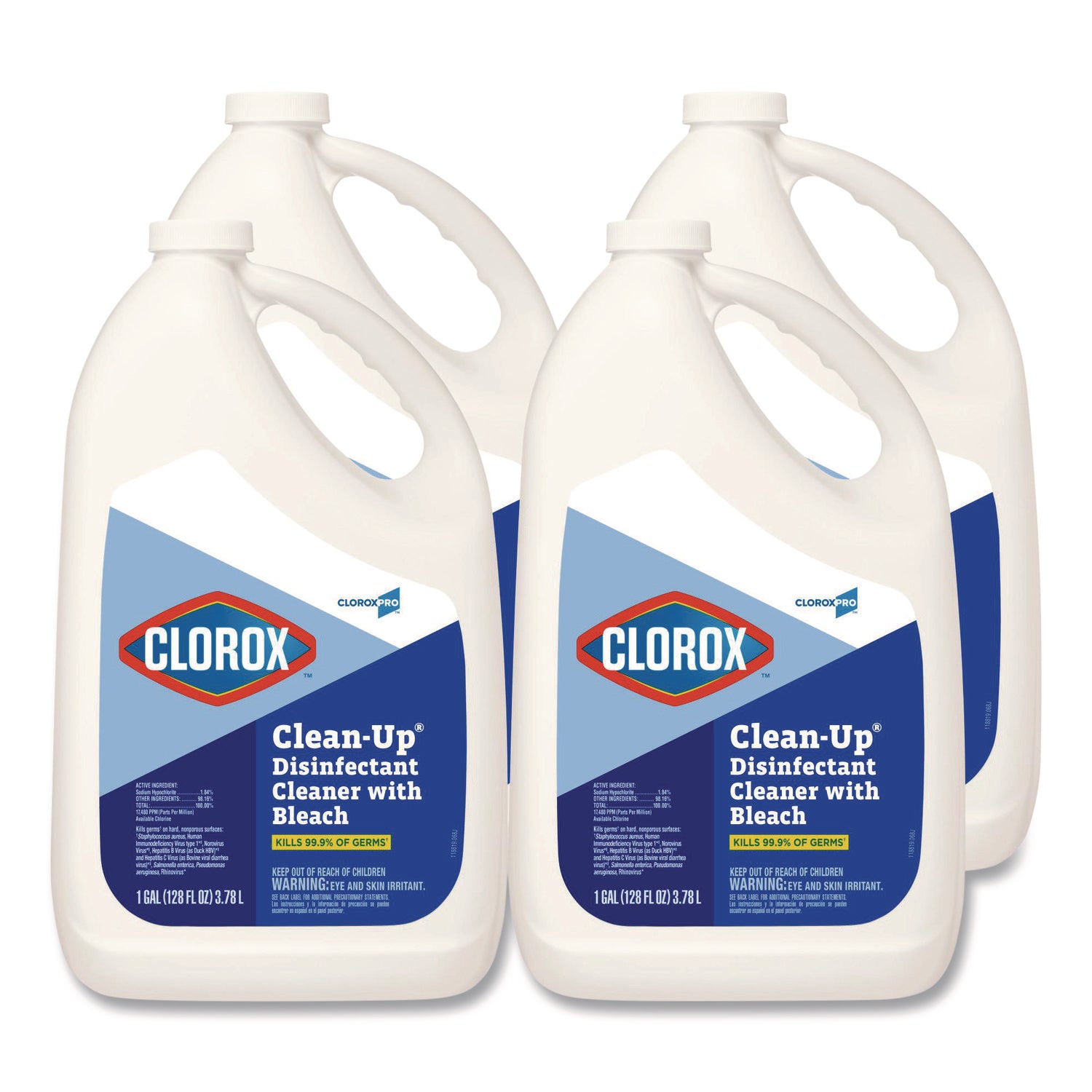 CLO35420CT CloroxPro Clean-Up Disinfectant Cleaner with Bleach, 128 oz Refill Bottle, 4/Carton Clorox