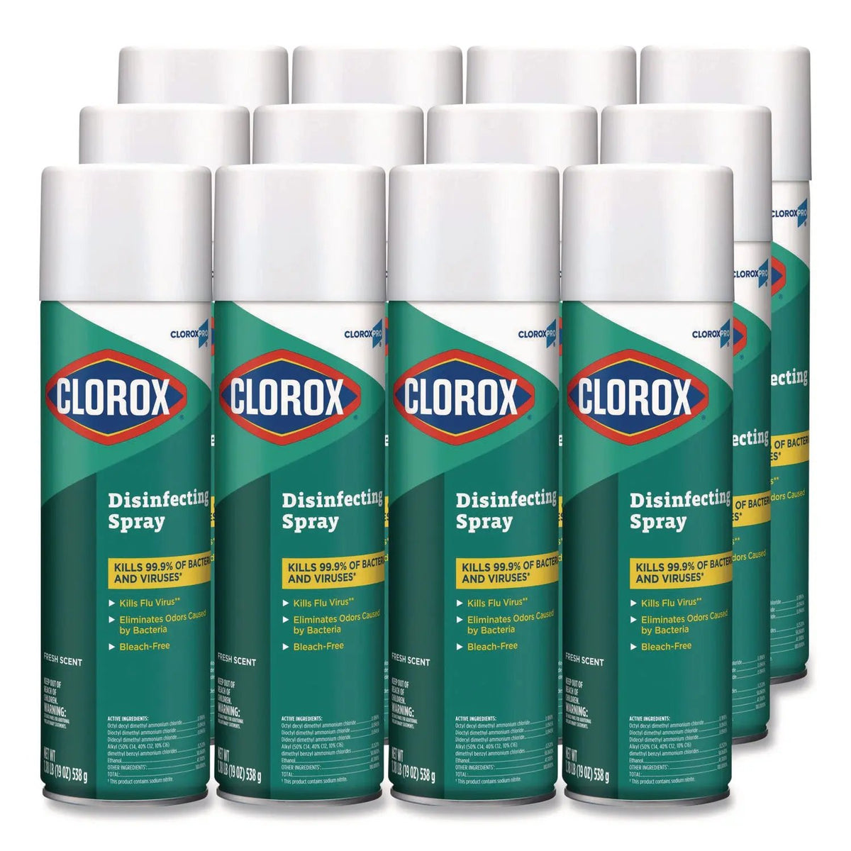 CLO38504CT CloroxPro Disinfecting Spray, Fresh, 19 oz Aerosol Spray, 12/Carton Clorox