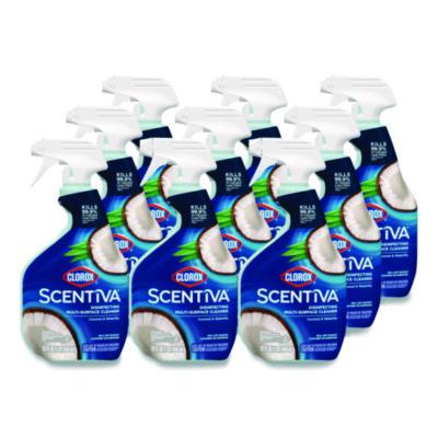 CLO60521CT Scentiva Disinfecting Multi-Surface Cleaner, Bleach Free, Coconut and Waterlily, 32 oz Spray Bottle, 9/Carton