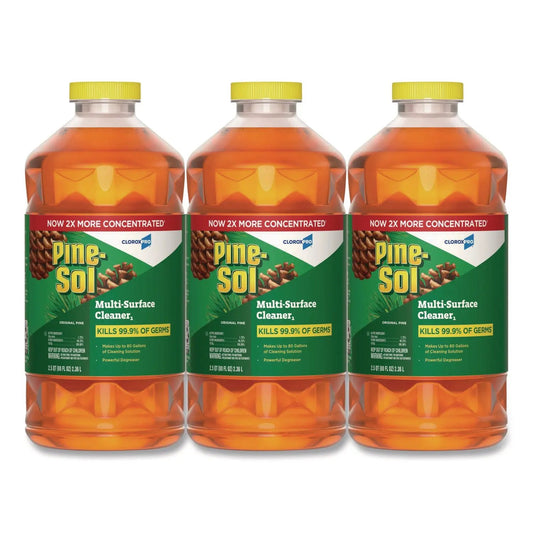 CLO60606CT CloroxPro Multi-Surface Cleaner Disinfectant Concentrated, Original Pine Scent, 80 oz Bottle, 3/Carton Pine-Sol
