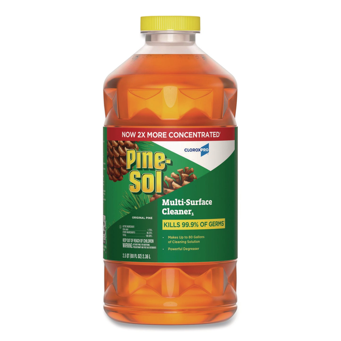 CLO60606EA CloroxPro Multi-Surface Cleaner Disinfectant Concentrated, Original Pine, 80 oz Bottle
