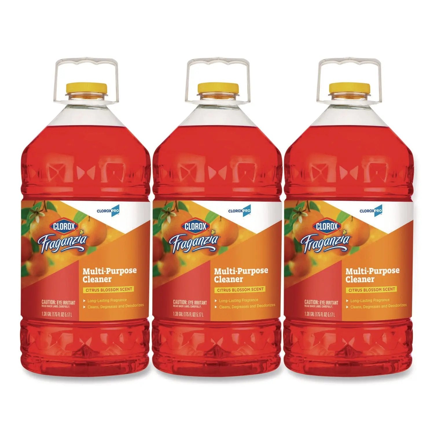 CLO60615CT CloroxPro Fraganzia Multi-Purpose Cleaner, Citrus Blossom Scent, 175 oz Bottle, 3/Carton Clorox