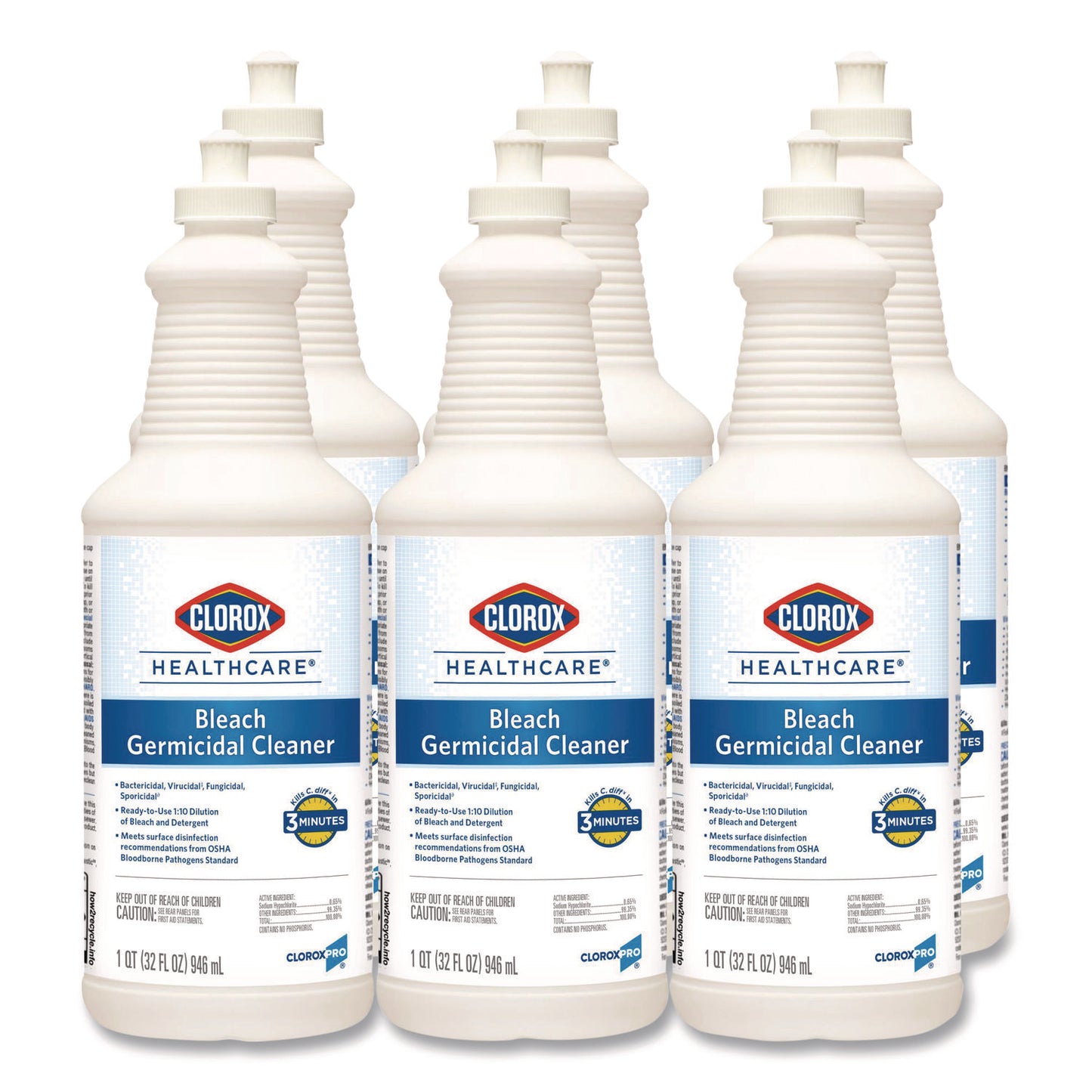 CLO68832 Bleach Germicidal Cleaner, 32 Oz Pull-Top Bottle, 6/carton