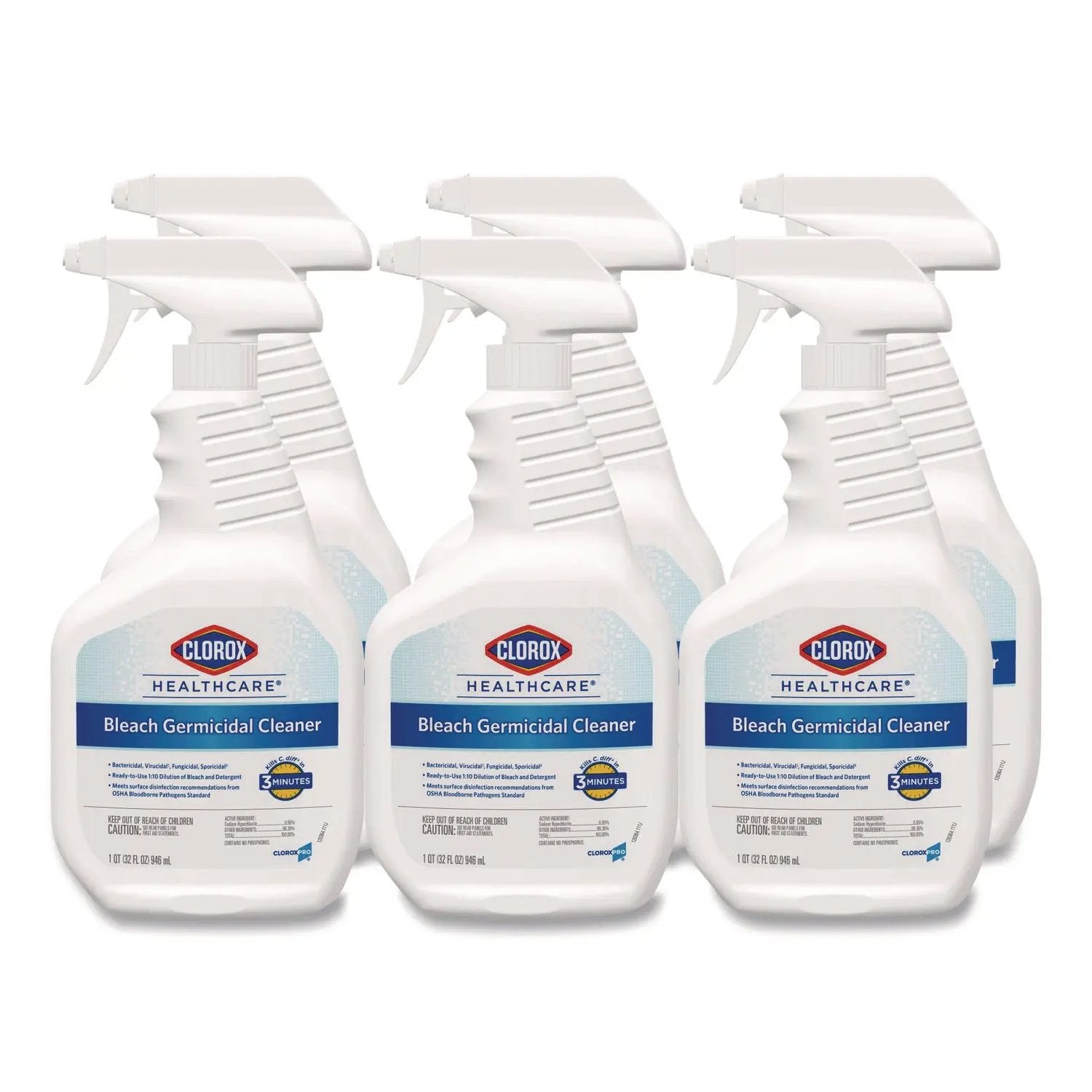 CLO68970 Bleach Germicidal Cleaner, 32 Oz Spray Bottle, 6/carton Clorox Healthcare