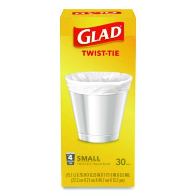 CLO78817EA Small Twist-Tie Trash Bags, 4 gal, 0.74 mil, 23 x 21.63, White, 30/Box CLOROX SALES CO.