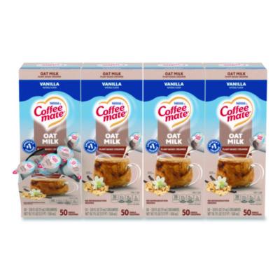 NES19891CT Plant-Based Oat Milk Liquid Creamers, Natural Vanilla, 0.38 oz Mini Cups, 50/Box, 4 Boxes/Carton