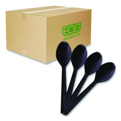 ECOEPS113 100% Recycled Content Cutlery, Spoon, Plastic, Black, 50/Pack, 20 Pack/Carton