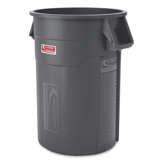 SUATCU44 Injection Molded Utility Trash Can, 44 gal, Plastic/Resin, Gray