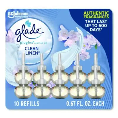 SJN379206 Plugins Scented Oil Refill, Clean Linen, 0.67 oz, 10/Pack SC JOHNSON