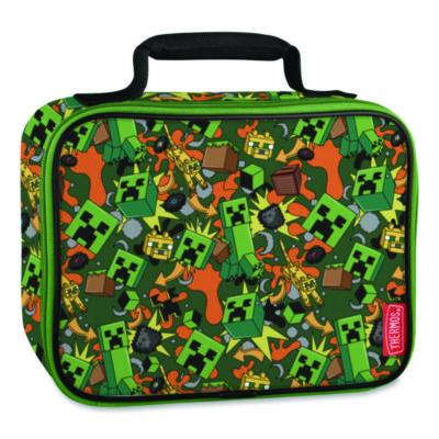 THZK224055006ST Minecraft Soft Lunch Box, 9.5" x 3.75" x 7.5", Green/Orange/Gray