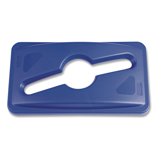 RCP1788372 Slim Jim Single Stream Recycling Top For Slim Jim Containers, 12.1w X 21d X 2.75h, Blue RUBBERMAID COMMERCIAL PROD.