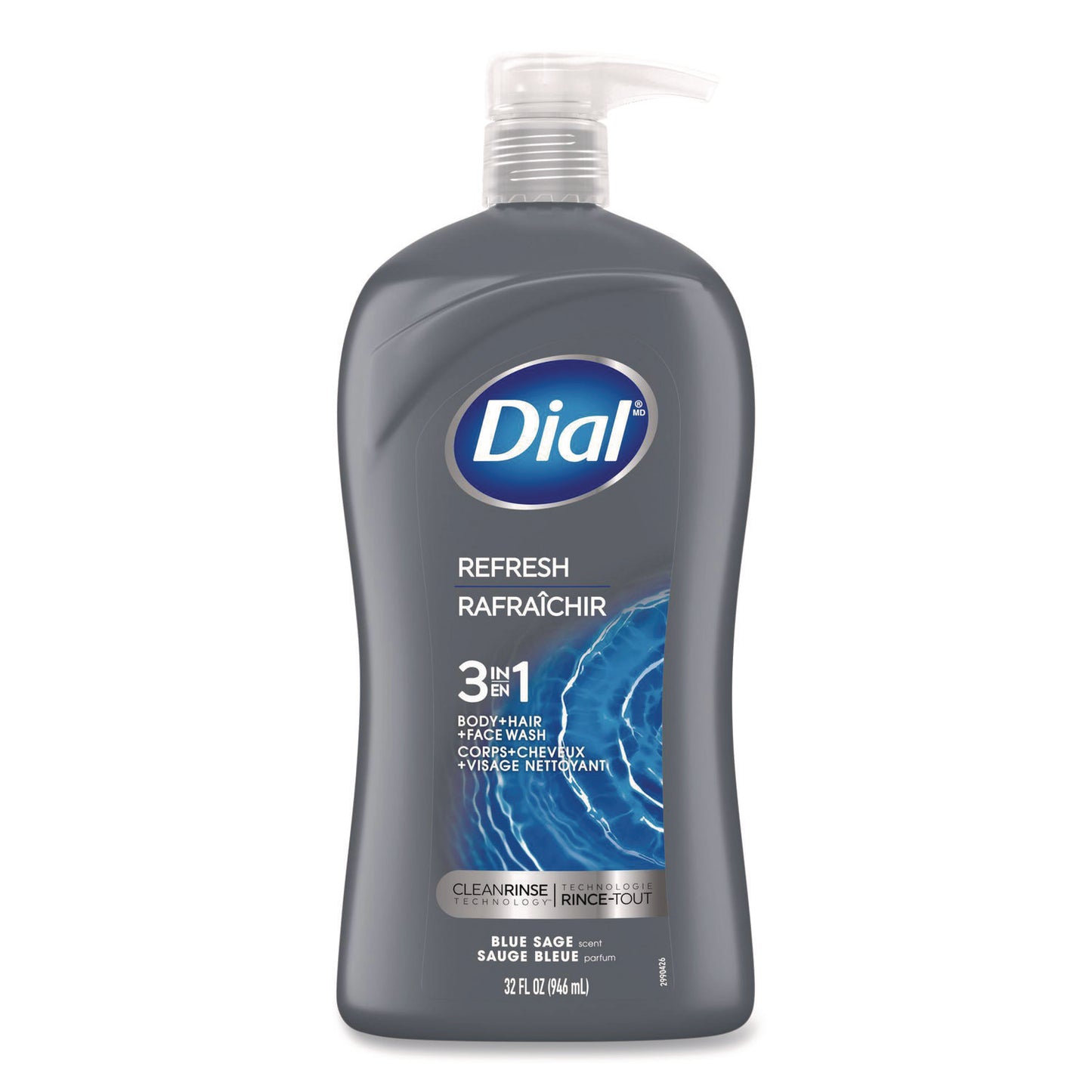 DIA14130 Men Refresh 3-in-1 Body, Hair and Face Wash, Blue Sage Scent, 32 oz, 4/Carton