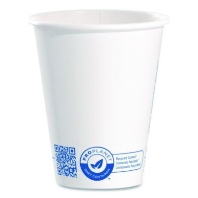 SCC378RCPLANEPK Recycled Content PCF Paper Hot Cups, ProPlanet Seal, 8 oz, White, 50/Pack