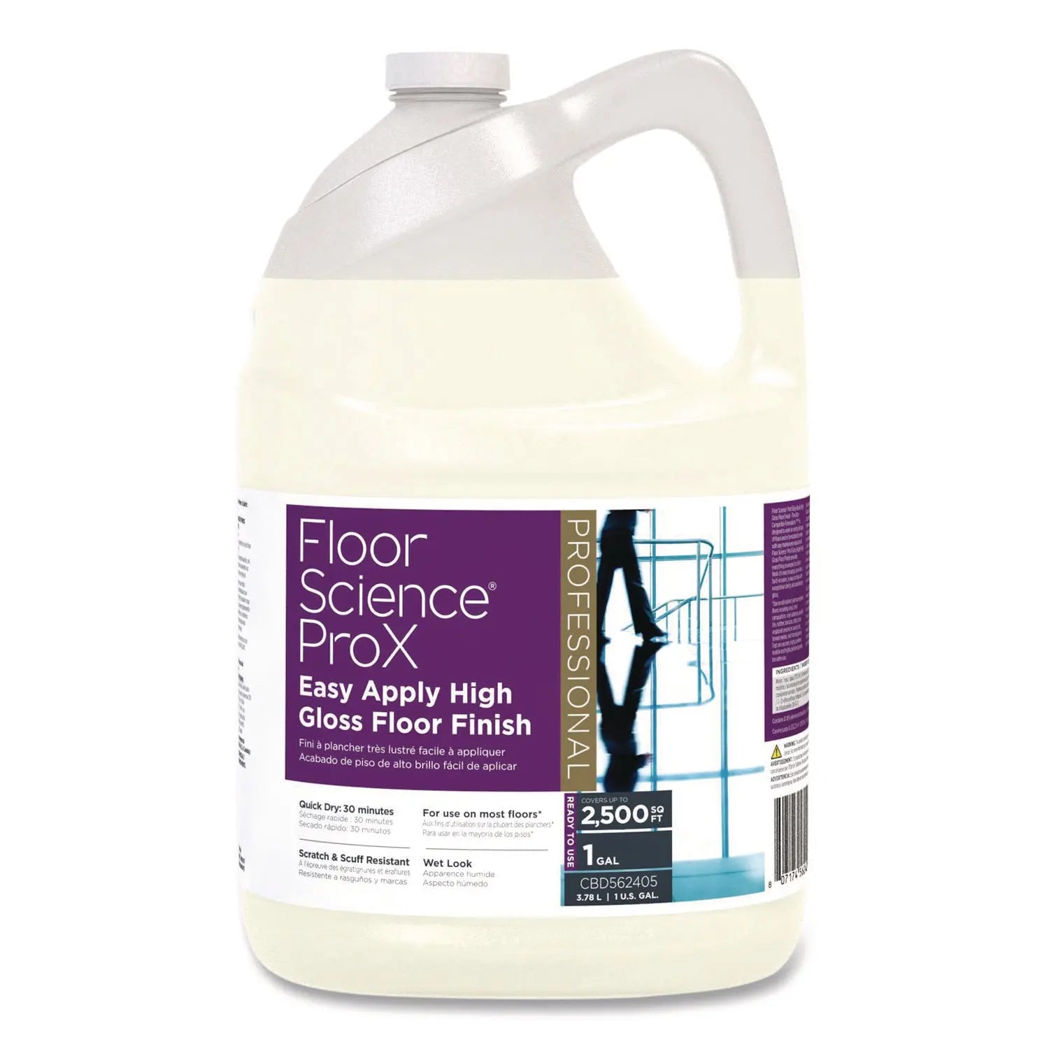 DVOCBD562405 Floor Science ProX Easy Apply High Gloss Floor Finish, 1 gal Bottle, 4/Carton Diversey