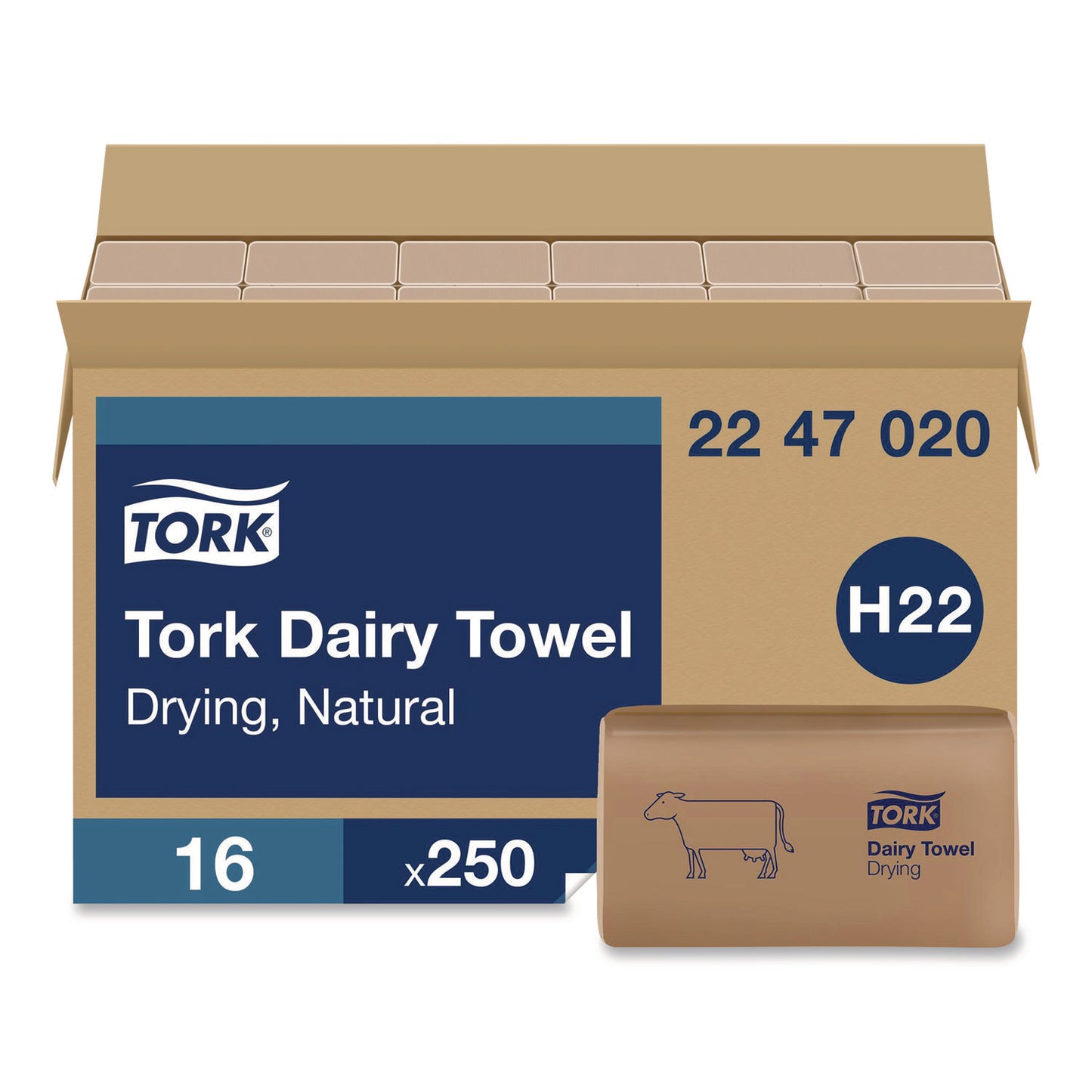 TRK2247020 Dairy Towel, 1-Ply, 9.12 x 10.25, Natural, 250 Sheets/Pack, 16 Packs/Carton