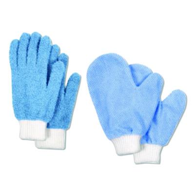 CH7TU05708 Microfiber Dusting Gloves and Mitts, Blue with White Cuffs, 2 Gloves, 2 Mitts CHAGRINOVATIONS