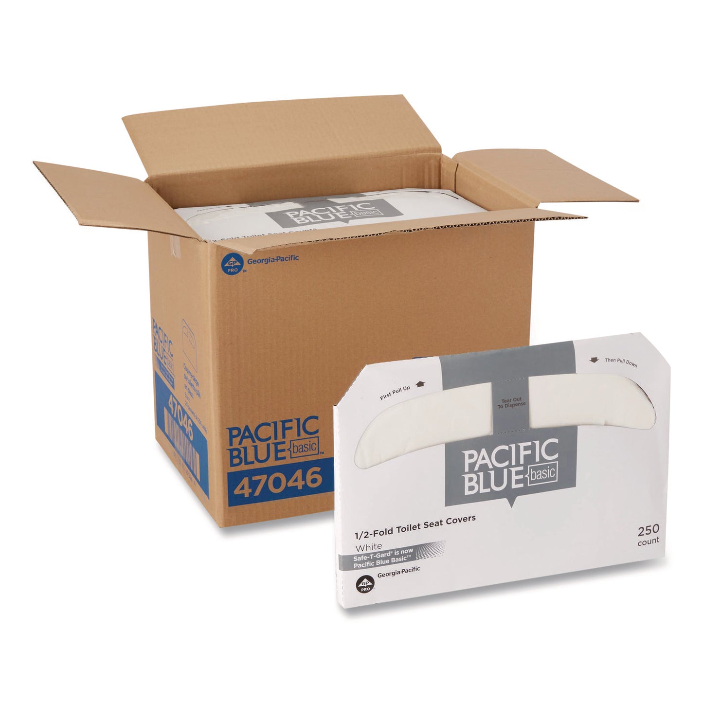 GPC47046 Safe-T-Gard Half-Fold Toilet Seat Covers, 14.5 X 17, White, 250/pack, 20 Packs/carton