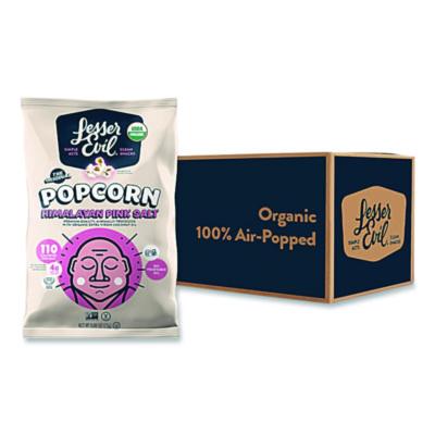 LSULSN00141 Snack Organic Himalayan Pink Salt Popcorn, 0.88 oz Bag, 18/Carton LESSEREVIL