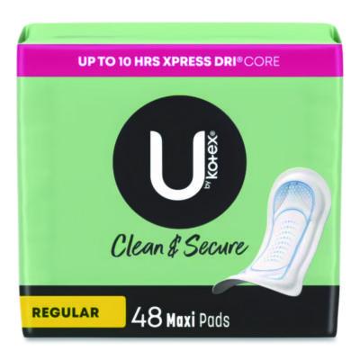 KCM47240 U by Kotex Security Regular Maxi Pads, Unscented, 48/Pack KIMBERLY CLARK